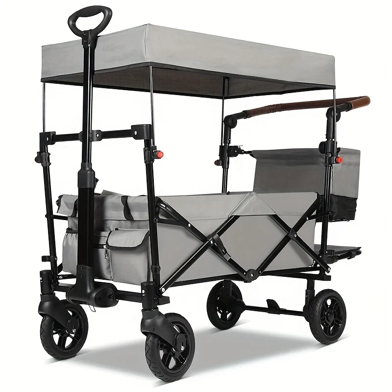 Trolley – Opvouwbare Boodschappentrolley – Steekwagen – Transportwagen – Vouwwagen – 100 kg Draagkracht – Schokabsorberende Geremde Wielen – Grijs