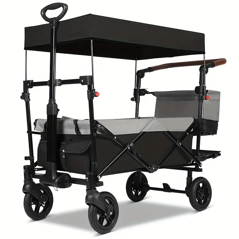 Opvouwbare Bolderkar – Trolley – Transportkar – Winkelwagen – Tuinkar – 100 kg Draagvermogen – Oxford Nylon Doek – Grijs-Zwart