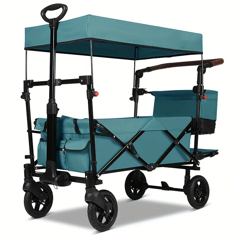 Trolley – Transportwagen – Bolderkar – Bolderwagen – Opvouwbare Kar – Inklapbaar Ontwerp – 100 kg Draagvermogen – Verstelbare Handgreep – Diepgroen