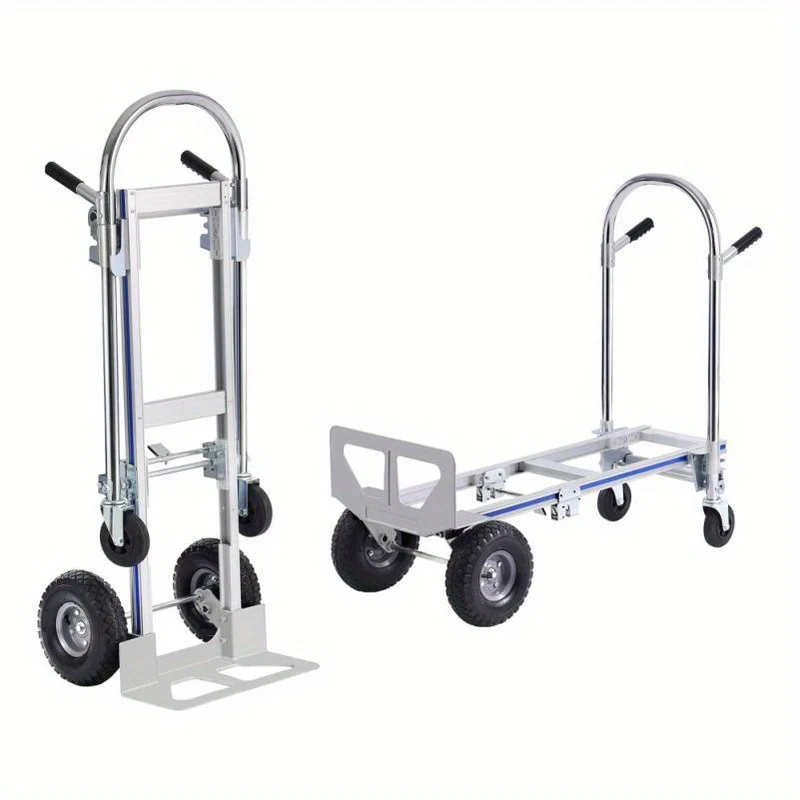 Handkar – Steekwagen – Platformkar – Transportkar – Trolley – Aluminium 362 kg Draagvermogen – Inklapbaar Met Rubberen Wielen