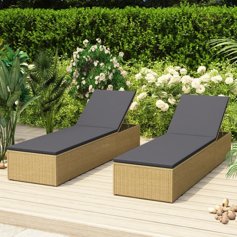 Ligstoel Voor Buiten – Tuinstoel – Relaxstoel – Zonnebed – Balkonstoel – Lichtgewicht PE-Rattan – Afneembaar Wasbaar Kussen