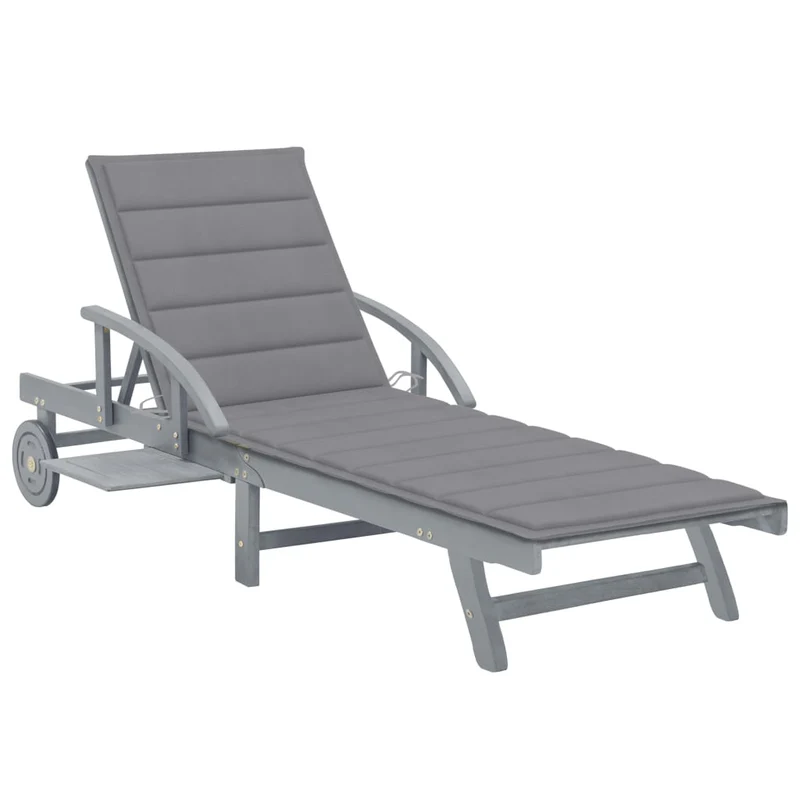 Houten Ligstoel – Houten Tuinstoel – Ligbed – Relaxstoel – Verstelbare Rugleuning – Acaciahout – Inclusief Kussen