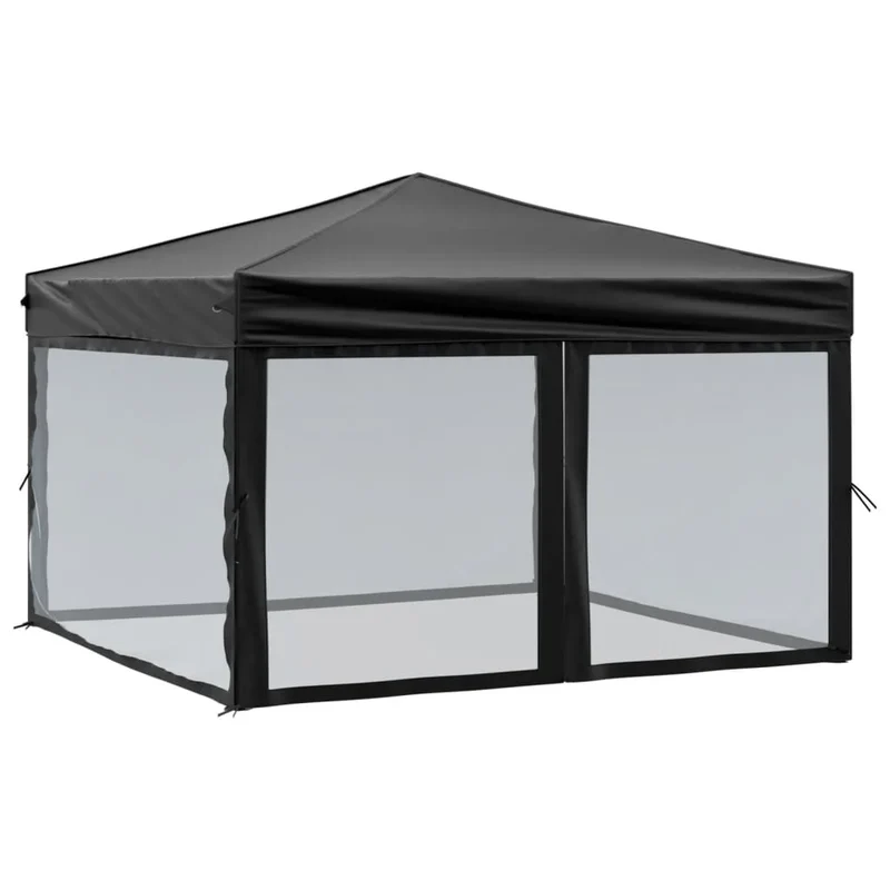 Vouwtent – Opvouwbare Tent – Partytent – Zonnetent – Water- En UV-Bestendig – Stevig Stalen Frame - 3x3 m - Zwart
