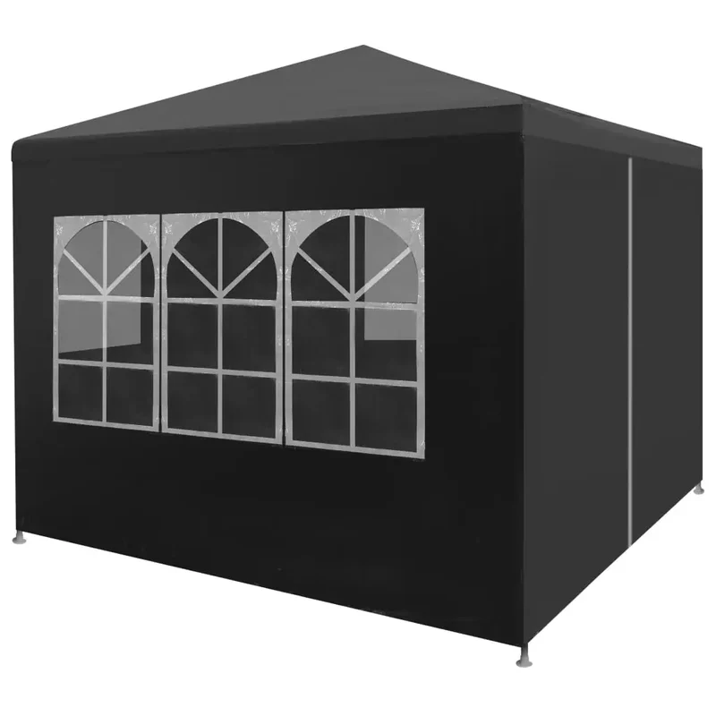 Tuinpaviljoen – Partytent – Tuintent – Ontvangsttent – Marktkraamtent – Buitenoverkapping – Waterdicht PE – Roestvrij Stalen Frame - 3x3m - Zwart