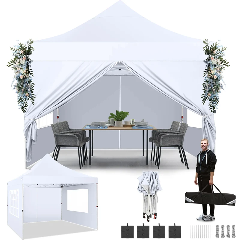 Partytent – Tent – Overkapping – Vouwtent – Paviljoen – 3x3 Meter – Waterdicht Oxford – UPF 50+ Bescherming - Wit