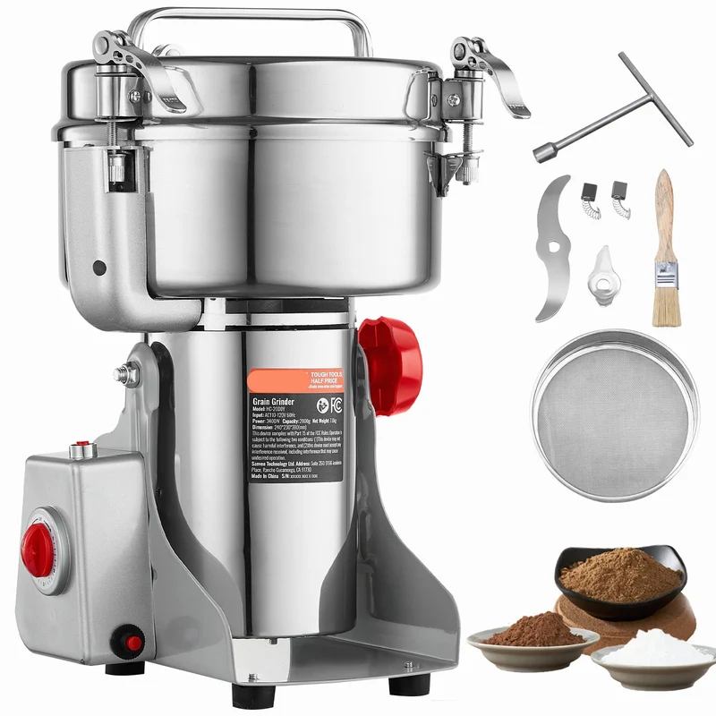 Elektrische Kruidenmolen – Graanmolen – Specerijenmolen – Koffiemolen – Maalmachine – 2000g Capaciteit – 3600W Krachtige Motor