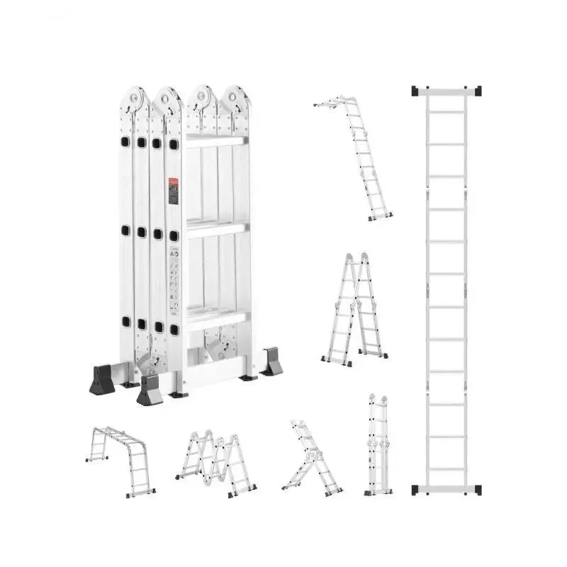 Multifunctionele Vouwladder – 7-in-1 Ladder – Vouwtrap – A-Frame Ladder – Aluminium – 150 Kg Draagvermogen – Antislipvoeten - Zilver - 4 Treden