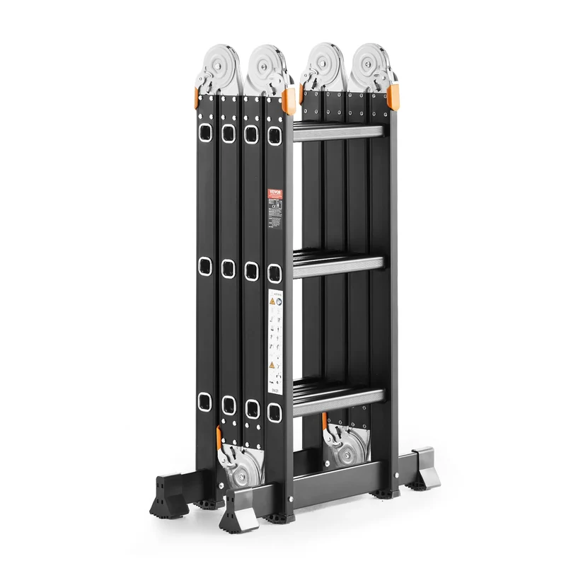 Multifunctionele Vouwladder – 7-in-1 Ladder – Vouwtrap – A-Frame Ladder – Aluminium – 150 Kg Draagvermogen – Antislipvoeten - Zwart - 3 Treden