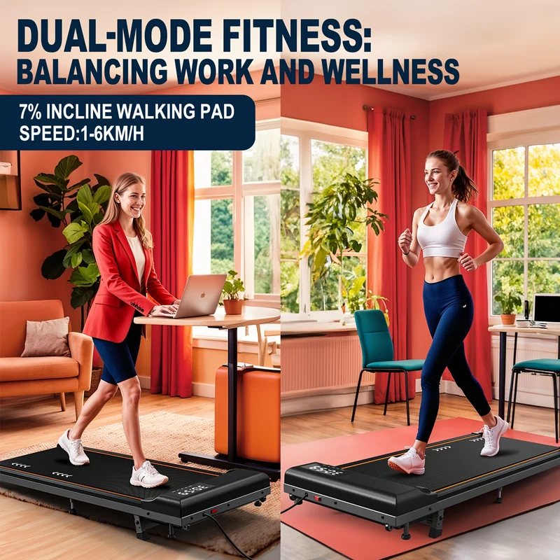 Loopband – Loopband Met Bureau – Wandelband – Thuisfitness – Compact Ontwerp – Instelbare Helling Tot 7% – Laag Geluidsniveau