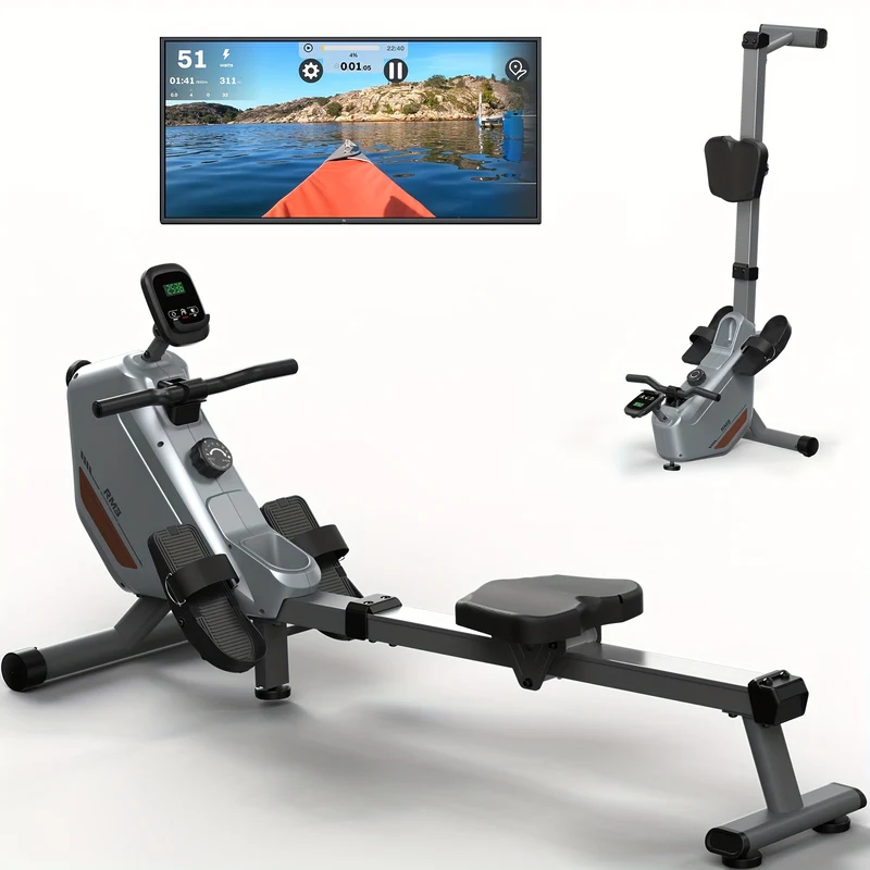 Roeimachine – Inklapbare Roeitrainer – Magnetische Roeimachine – Fitnessapparaat – 16 Weerstandsniveaus – Draadloze Connectiviteit