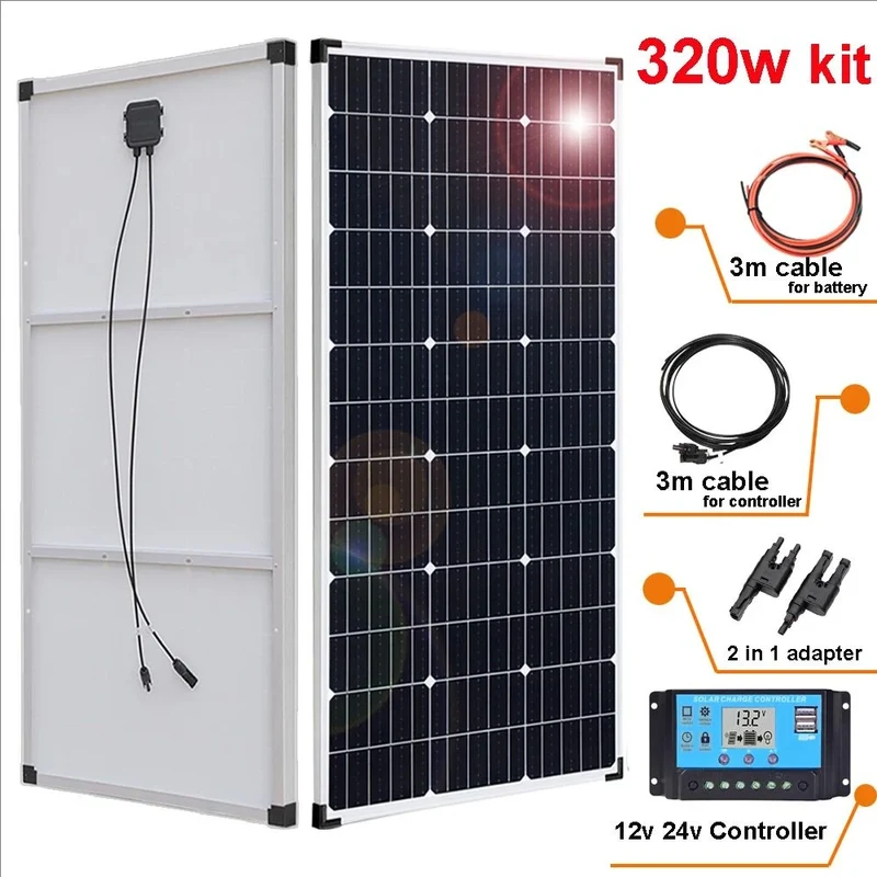 Zonnepaneel - Zonnepanelen - Zonne-energie - Zonne-Kit - Aluminium Frame Lichtgewicht Fotovoltaïsch Paneelsysteem - 160W - Waterdicht - voor Boot - Camper - Caravan - RV - Tuin