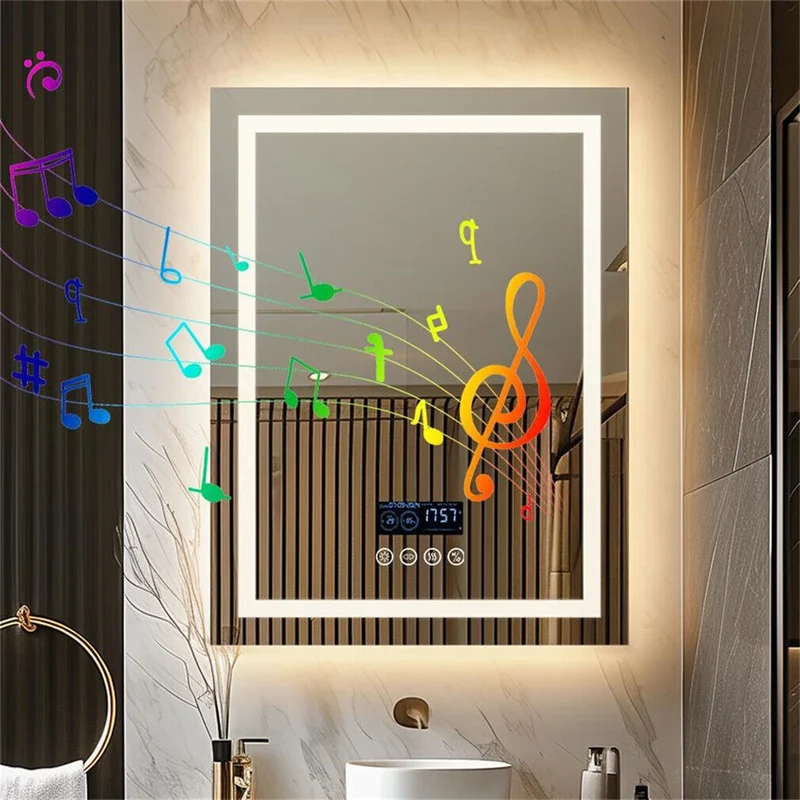 LED-Badkamerspiegel – Slimme Spiegel – Verlichte Spiegel – Anti-Condens Spiegel – Bluetooth Spiegel – Dimbare Led-Verlichting – Frameloos Aluminium Design - 600x800mm