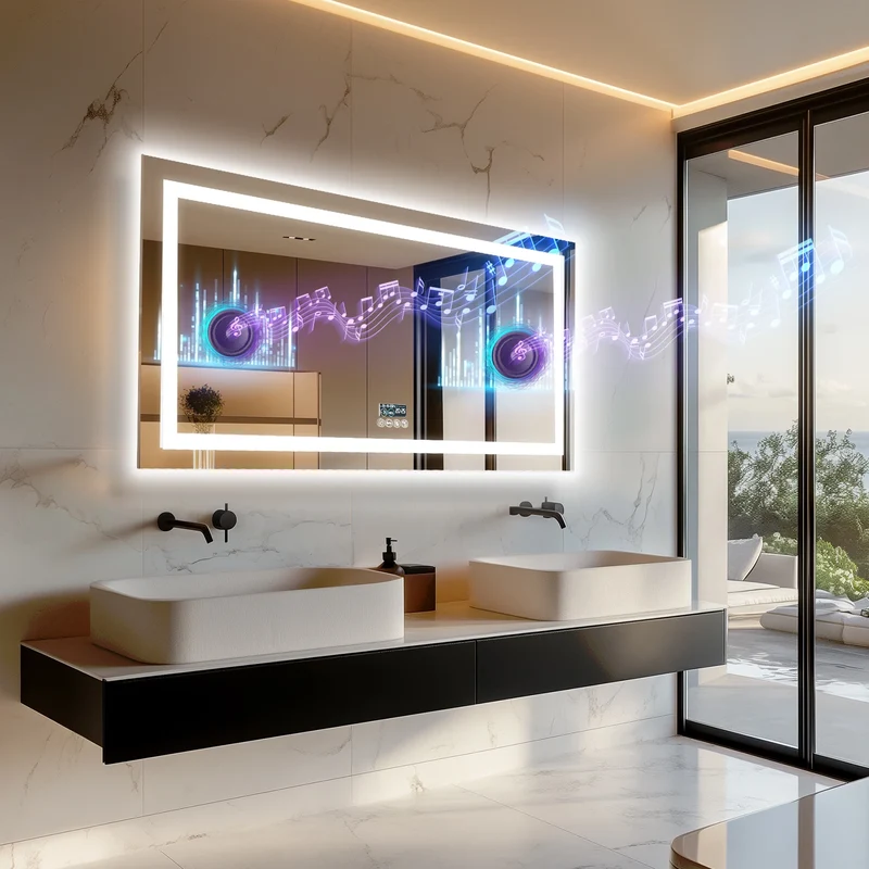 LED-Badkamerspiegel – Spiegel Met Verlichting – Badkamer Spiegel – Led Spiegel – Bluetooth Speaker – Anti-Condens – Dimbaar Licht - 40x24 inch