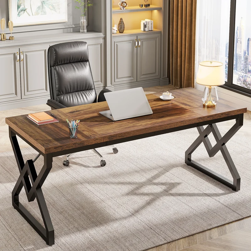 Bureau – Bureau Ruim – Werktafel – Schrijftafel – Stevig Hout – 160 Cm Lengte – Vintage Design
