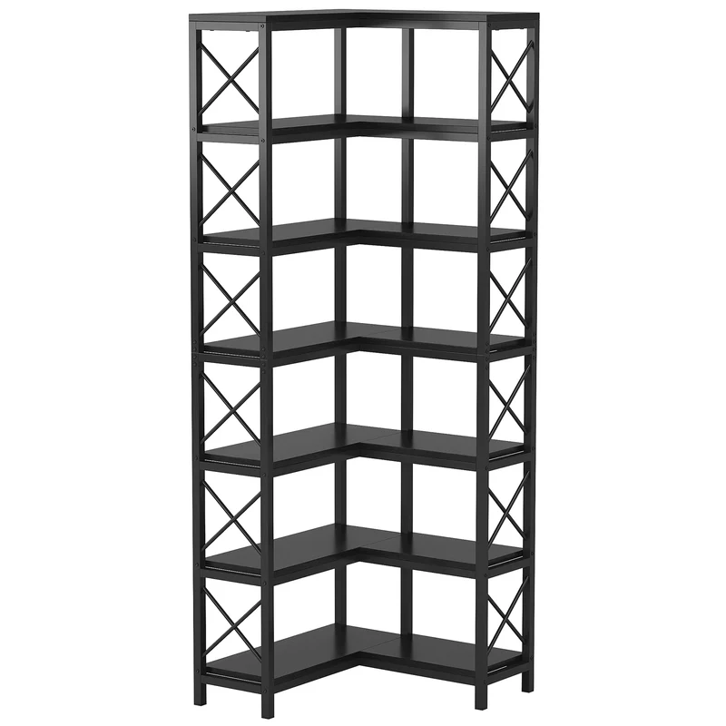 Hoeksalonkast – Hoekkast – Boekenrek – Opbergkast – 7-Laags Metalen Frame – 60 Cm Breedte – Verstelbare Pootjes