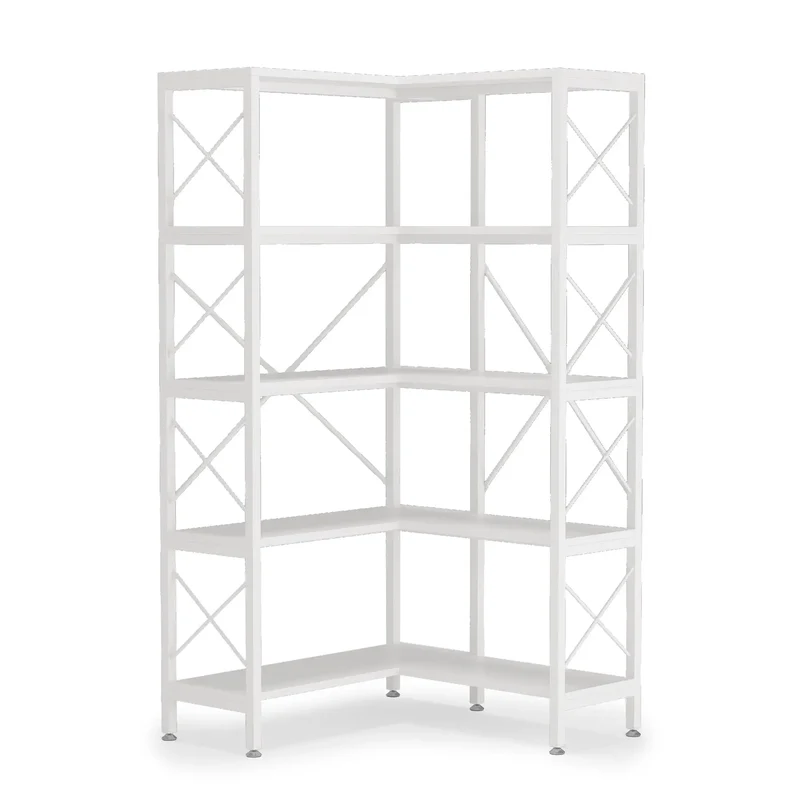 Hoekboekenkast – Hoekkast – Boekenrek – Opbergkast – L-Vormig – MDF Materiaal – 5 Stevige Planken