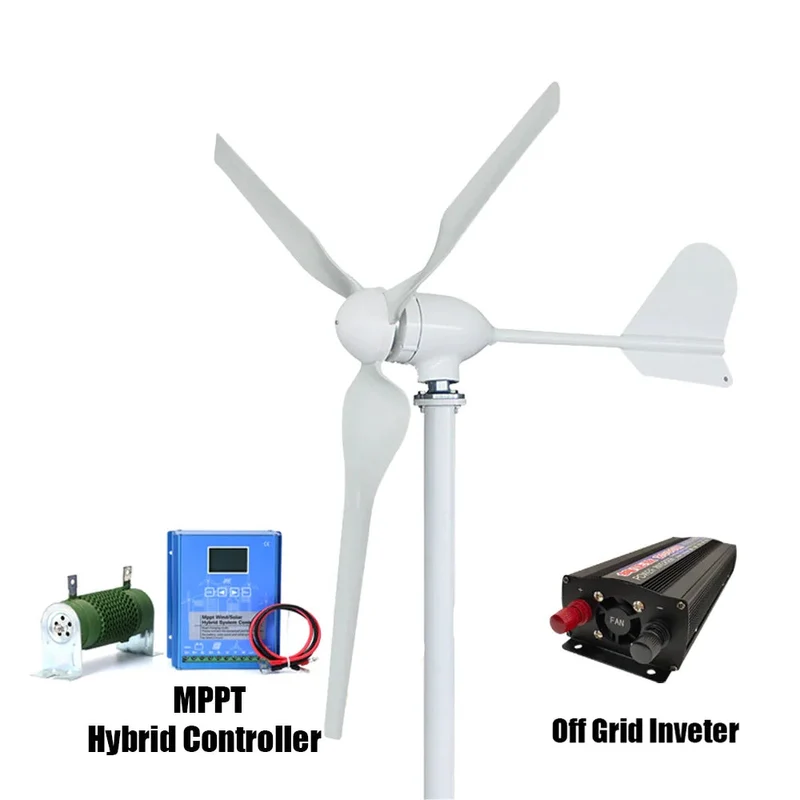 Windturbine - Windmolen - Windturbine Generator - Windenergie - 2000W - 12V - met Off Grid Systeem - 3 Messen - Stille en Efficiënte Energieoplossing - Kleine - voor Thuisgebruik en Autonome Installaties