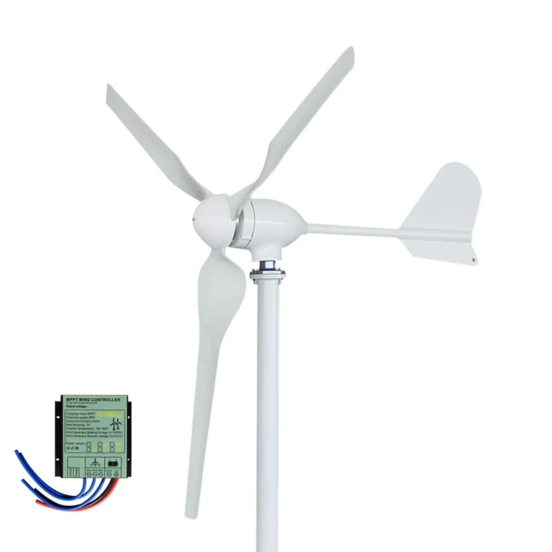 Horizontale Windturbine – Windgenerator – Duurzame Energie – 3000W Vermogen – Aluminium Behuizing – Laag Geluid - 48V - met MPPT-controller