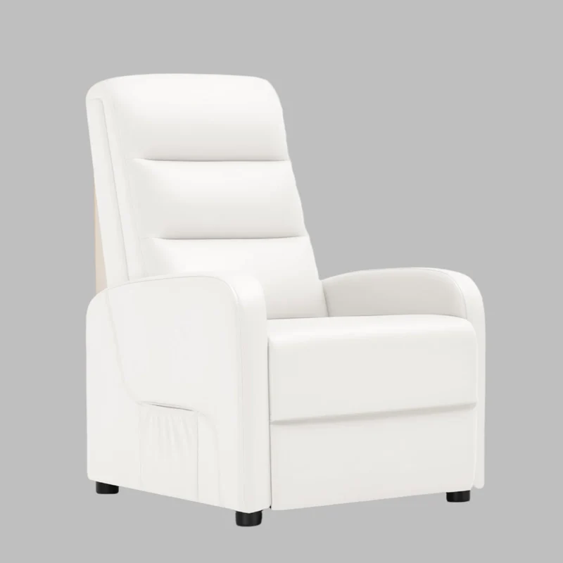 Relaxstoel - Relaxstoelen - Stoelen - Loungestoel - TV Stoel - met Voetsteun - en Kussen - Verstelbare Rugleuning - Comfortabele - PU Leer - 160° Ligstand - Voor Woonkamer - Slaapkamer - Thuisbioscoop - Wit