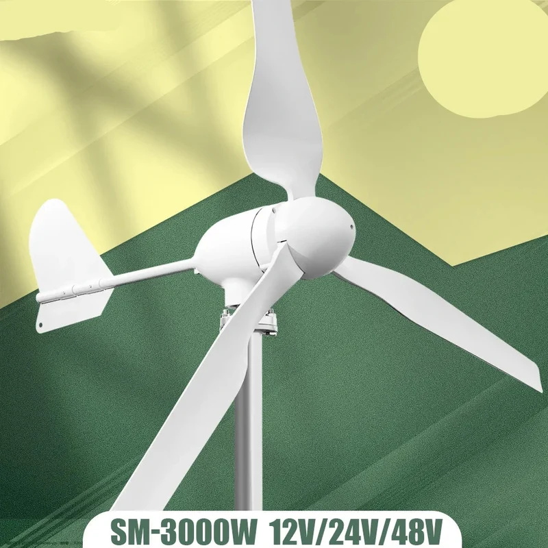 Horizontale Windturbine – Windgenerator – Energie Turbine – Duurzame Stroom – 3000W Vermogen – Stil Aluminium Design - 48V - Windturbine Alleen