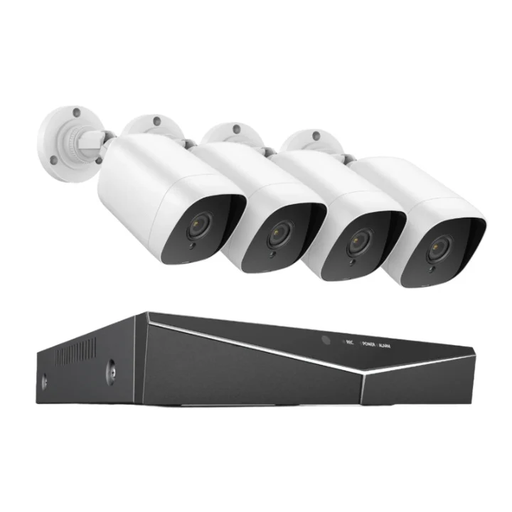 Beveiligingscamera - Beveiligingscamerasysteem - Camerabewaking - 8CH - 1080P Lite DVR - IP66 - Weerbestendig - Binnen - Buiten - 4 Stuks - 2.0MP Camera's - Ingebouwde HDD - Geen - Wit