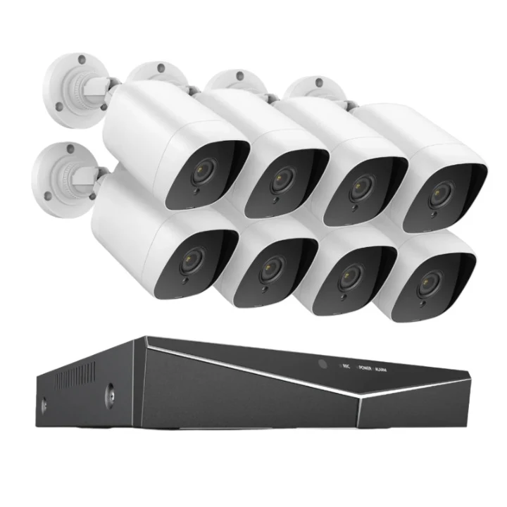 Beveiligingscamera - Beveiligingscamerasysteem - Camerabewaking - 8CH - 1080P Lite DVR - IP66 - Weerbestendig - Binnen - Buiten - 8 Stuks - 2.0MP Camera's - Ingebouwde HDD - 1TB - Wit