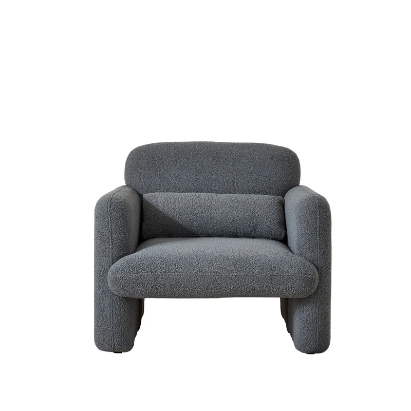 Lamswollen Fauteuil – Lamswol Stoel – Comfortabele Zetel – Scandinavische Fauteuil – Zachte Lamswol Bekleding – Verstelbare Lendensteun - Grijs