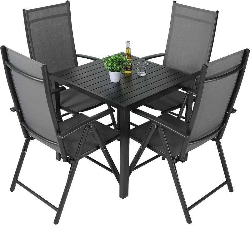 Balkonset – Tuinset – Balkonmeubel – Buitenmeubel – Aluminium – 7-Voudig Verstelbare Rugleuning – Inklapbare Stoelen