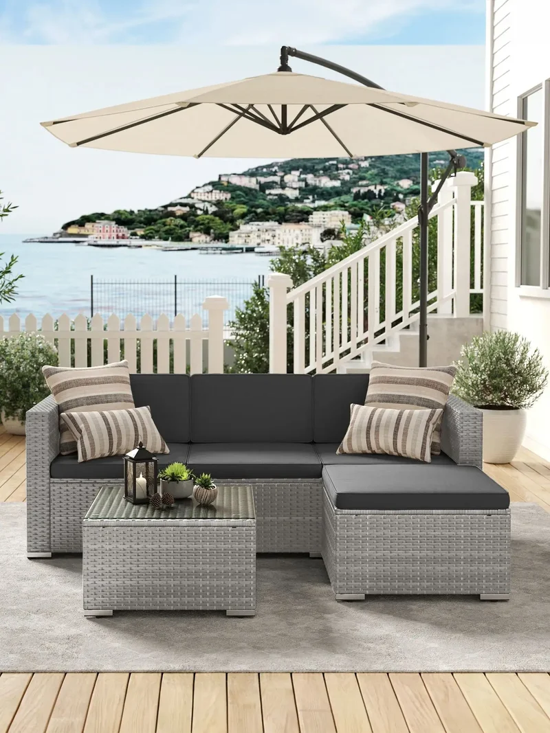 Tuinmeubelset – Tuinset – Loungeset – Buitenmeubels – Terrasmeubilair – 6 Cm Kussendikte – Gepoedercoat Stalen Frame