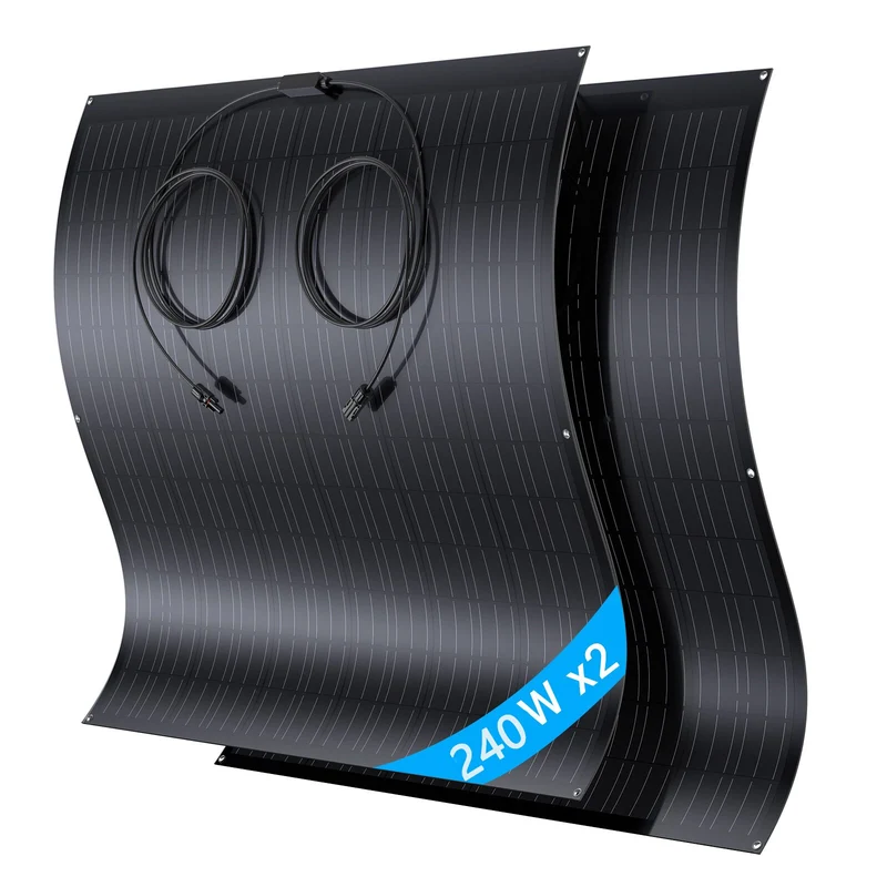 Flexibele Zonnepanelenkit – Zonne-energiesysteem – Flexibele Panelen – Lichtgewicht Zonnepanelen – 2x240W Vermogen – Weerbestendig