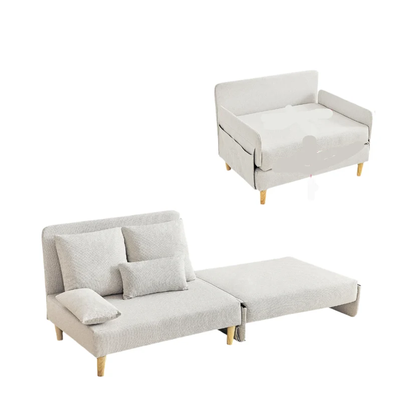 Slaapbank – Bedbank – Ligbank – Zetelbed – Compact Ontwerp – Stevig Houten Frame – Comfortabel Schuimkussen - Beige