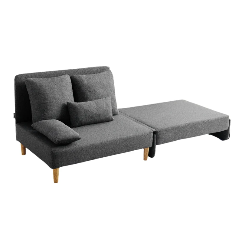Slaapbank – Bedbank – Ligbank – Zetelbed – Compact Ontwerp – Stevig Houten Frame – Comfortabel Schuimkussen - Grijs