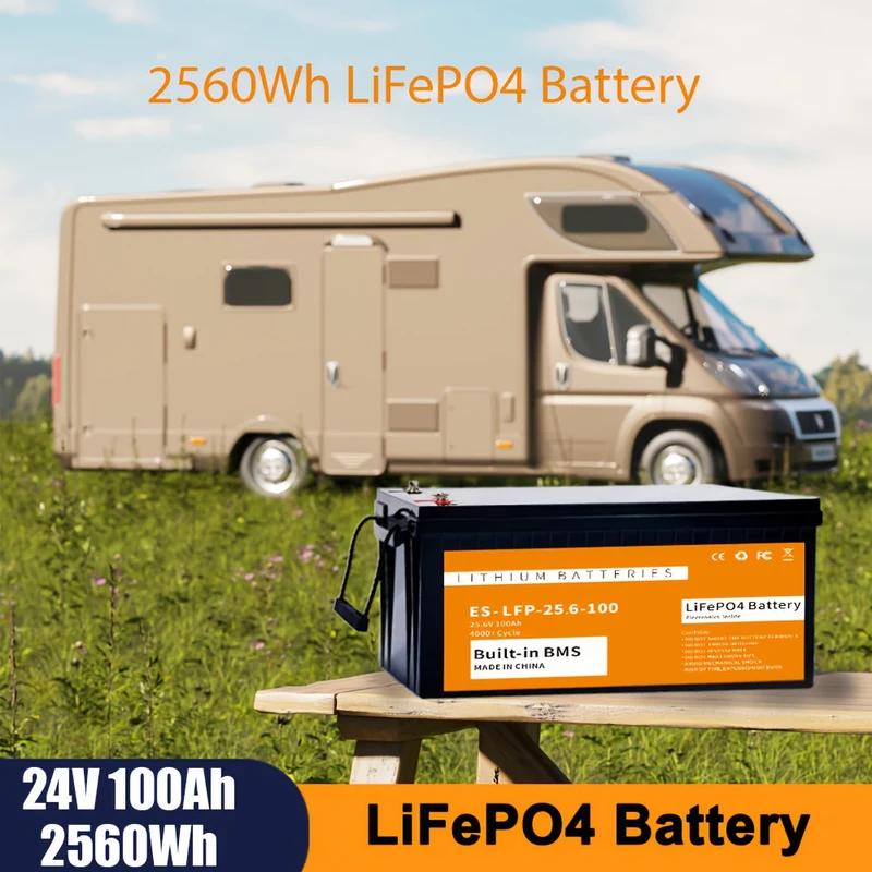 LiFePO4 Accu – 24V Accu – Camper Accu – Boot Accu – Zonnepaneel Accu – 100Ah Capaciteit – Ingebouwd BMS