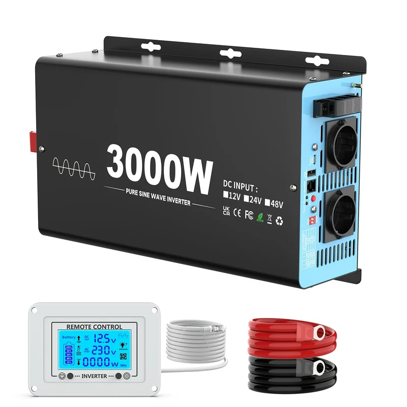 Inverter – Spanningsomvormer – Stroomomzetter – 12V Naar 230V – Pure Sinusgolf – 3500 Watt Continu – Compact En Draagbaar