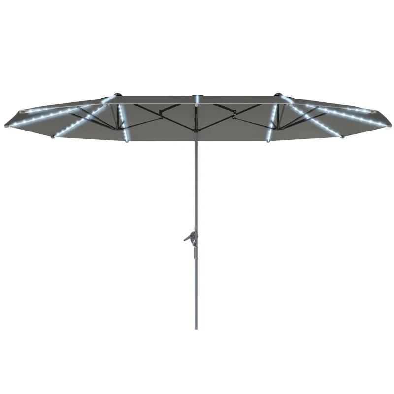 Dubbele Parasol – Grote Parasol – Tuinparasol – Balkonparasol – Aluminium Frame – UPF 50+ Bescherming – Ingebouwde Solar LED's