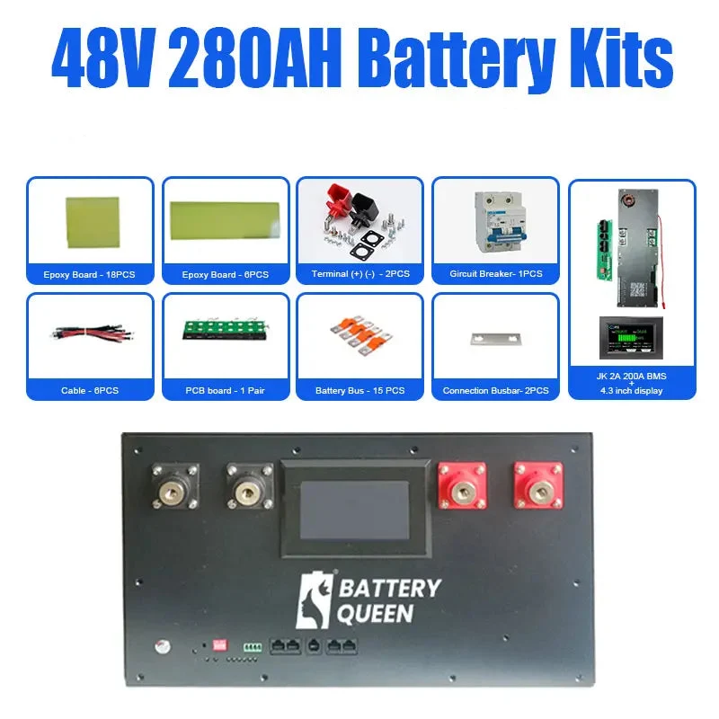 48V Batterijset – Lithium Accupakket – Energieopslag – LiFePO4 Batterij – DIY Accu – 280Ah Tot 320Ah – RS485 En CAN-Bus Connectivity