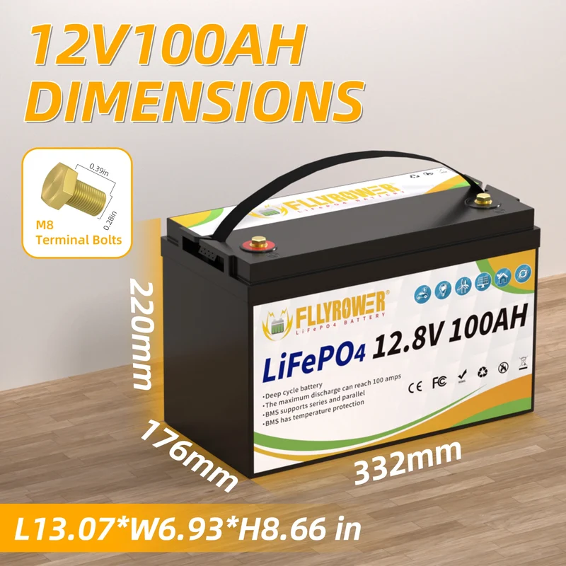 12V 100Ah LiFePO4 Accu – Lithium Accu – Solar Accu – Camper Accu – Boot Accu – 6000 Cycli – IP65 Waterdicht