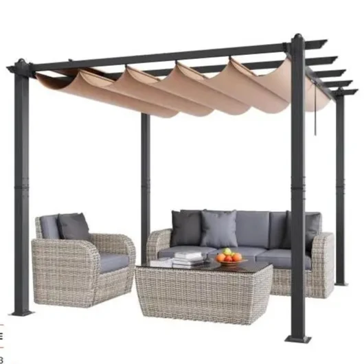 Uitschuifbare Pergola – Buitenoverkapping – Schaduwdoek – Aluminium Frame – UV50+ Bescherming – 3x3 Meter – Eenvoudige Montage - 10x10ft