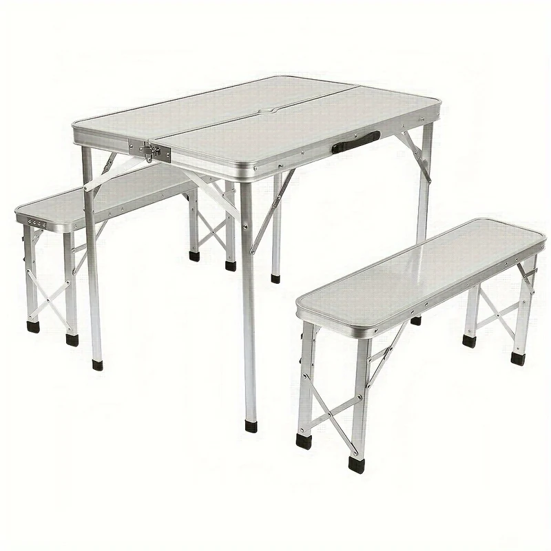 Tafel- En Stoelset Voor Buiten – Picknicktafel – Campingset – Klaptafel – Klapbanken – Aluminium Frame – Compact Opvouwbaar