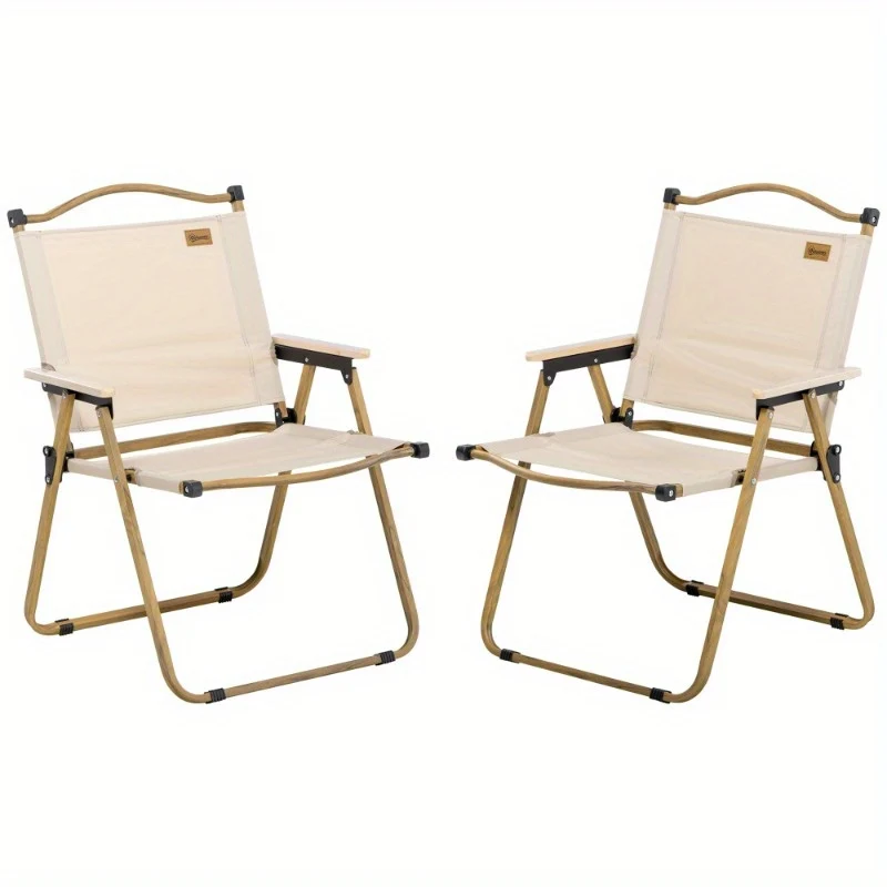 Inklapbare Campingstoel – Vouwstoel – Buitenstoel – Tuinstoel – Vissersstoel – Stalen Frame – Houtlook Design