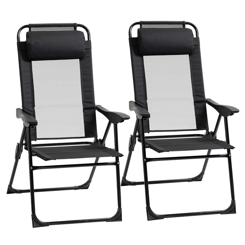 Verstelbare Tuinstoelen – Ligstoel – Relaxstoel – Campingstoel – Balkonstoel – Inklapbaar – Weerbestendig – Met Kussen