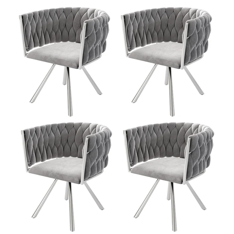 Velvet Eetkamerstoel – Draaibare Stoel – Comfortabele Stoel – Metalen Stoel – Luxe Bekleding – 360° Draaibare Zitting – Draagvermogen 150 Kg - Donkergrijs