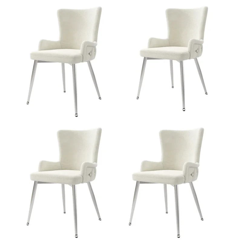 Velvet Eetkamerstoelen – Fluwelen Stoelen – Design Stoelen – Metalen Poten – Set Van 4 – Comfortabel – Draagbaar Tot 150 Kg - Buff