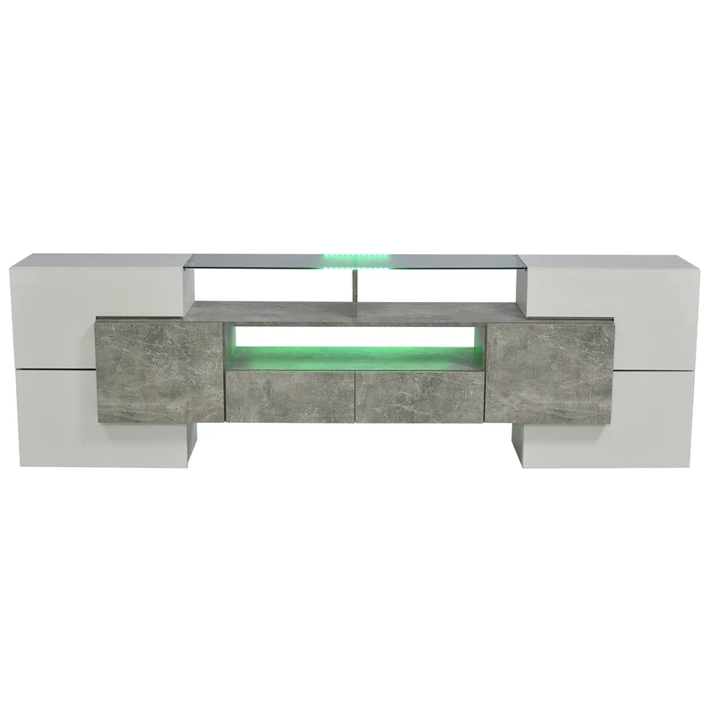 Tv-Meubel – Tv-Kastje – Tv-Dressoir – Meubel – Hoogglans Wit – Ingebouwde LED-Verlichting – 200 Cm Breed