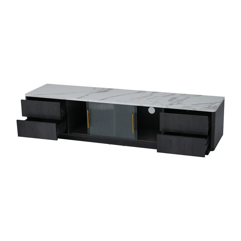 TV-Meubel – Tv-Kast – Mediameubel – Tv-Stand – Voor Televisies Tot 70 Inch – Marmeren Blad – Kabelmanagement