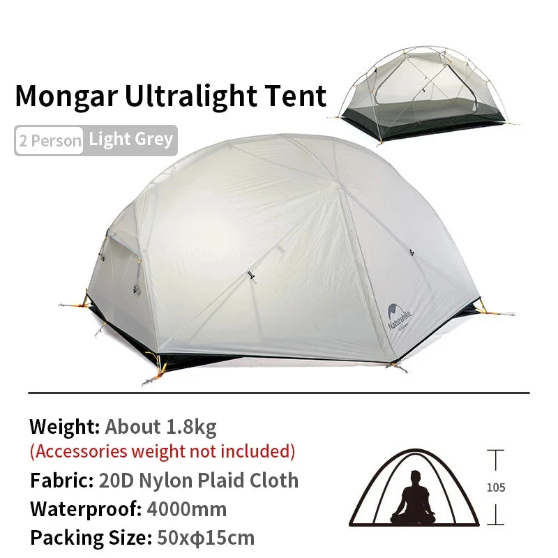 Tent – Tweepersoonstent – Compacte Tent – Ultralichte Tent – Waterdichte Tent – 1,8 Kg Gewicht – Aluminium Stokken