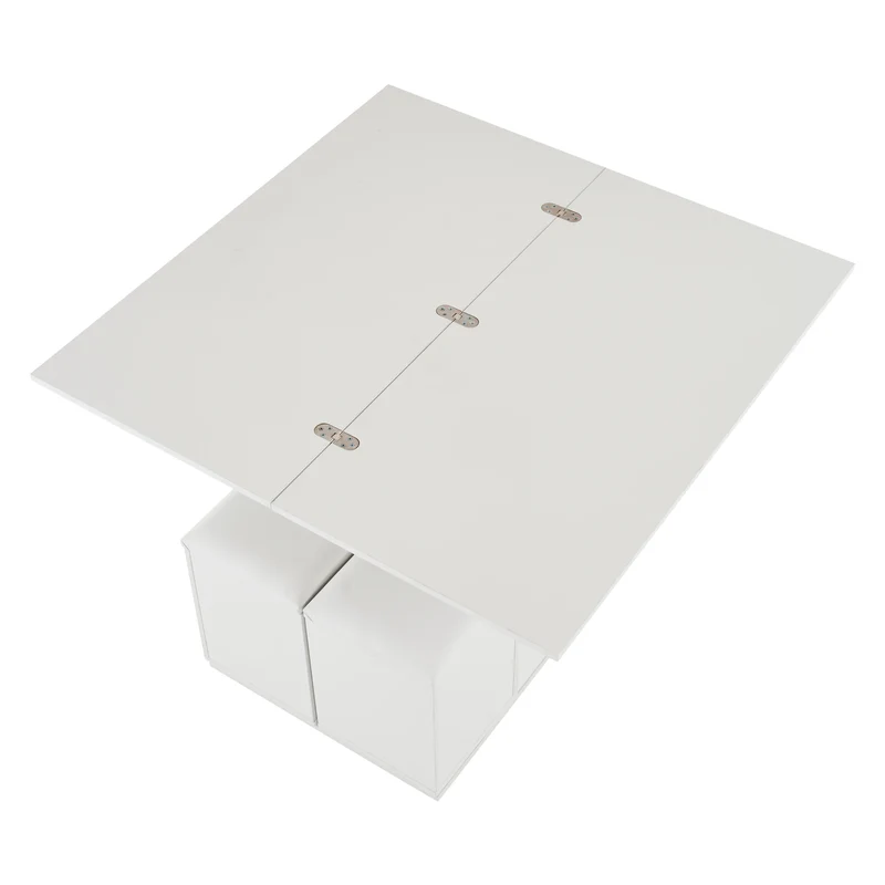 Verstelbare Salontafel – Multifunctionele Tafel – Opbergtafel – Modern Meubel – Verstelbare Hoogte – Uitklapbaar 2-in-1 Ontwerp - 100x100x63,5 cm - Wit