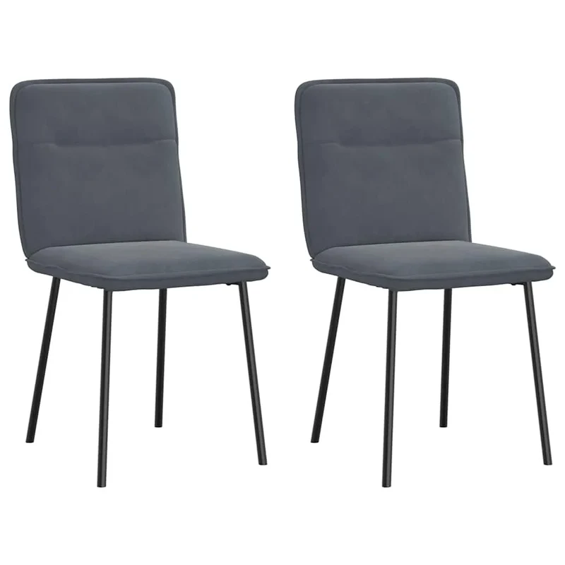 Eetkamerstoelen – Set van 2 Stoelen – Fluwelen Stoelen – Donkergrijze Stoelen – Comfortabele Zitting – Metalen Frame – Zithoogte 47 Cm