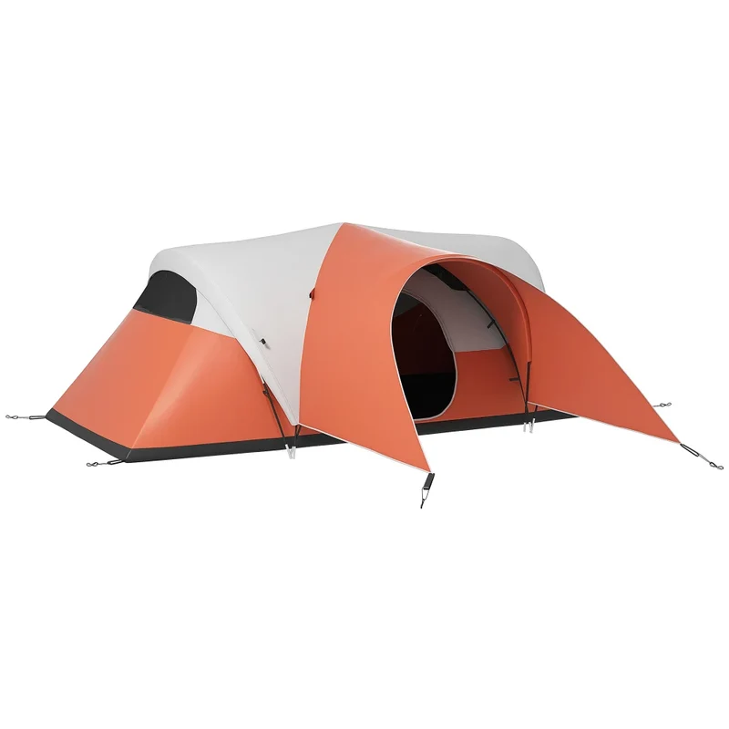Familietent – Tunnel Tent – Waterdichte Tent – Kampeertent – Gezinstent – 3000 Mm Waterkolom – Ruime Voortent - Oranje