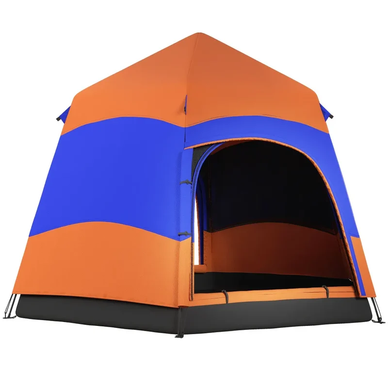 Familietent – 4-Seizoenen Tent – Kampeertent – Gezinstent – Quick-Up Systeem – 280x280 Cm – Waterdicht Polyester - Blauw & Oranje